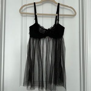 Black babydoll, with open back